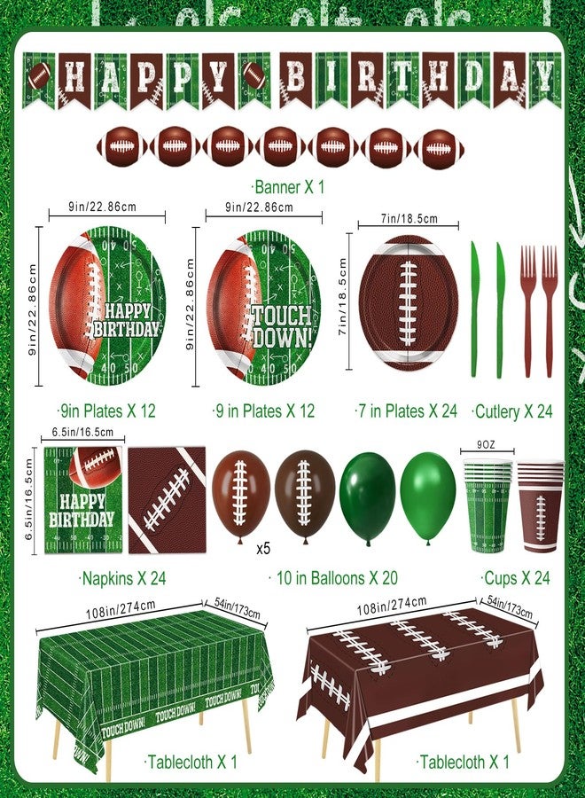 LINHAXM Football Birthday Party Decorations Includes Plates, Napkins, Cups, Banner, Balloons, Touchdown Tablecloth for Football Birthday & Tailgate Party Decorations, Serves 24 - Image 2